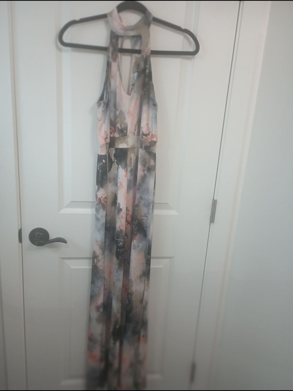Veronica M Watercolor Print Maxi Dress in Pink, Black, Gray